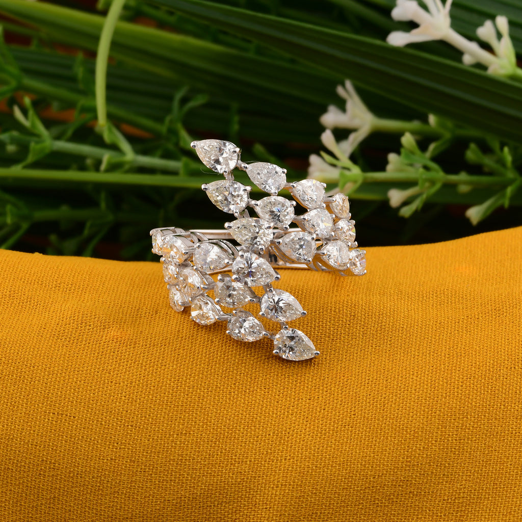 Luxury 4.47 Ct Pear Shape Diamond Bypass Ring for Women Statement Jewelry