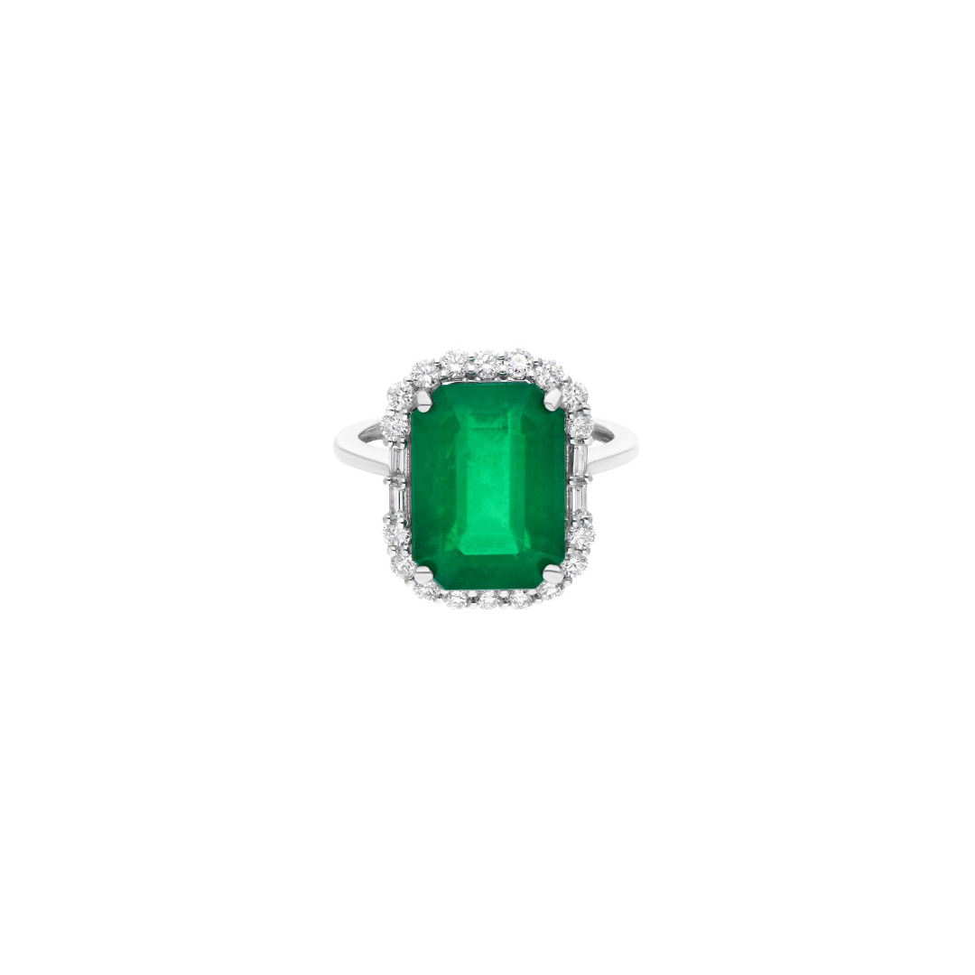 8.63 Tcw Zambian Emerald HI/SI Diamond Cocktail Gold Ring for Anniversary