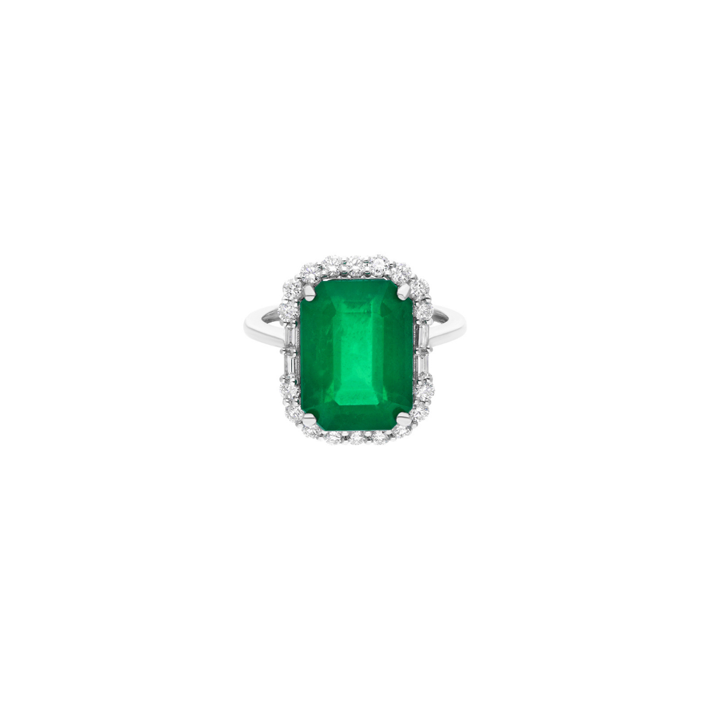 8.63 Tcw Zambian Emerald HI/SI Diamond Cocktail Gold Ring for Anniversary