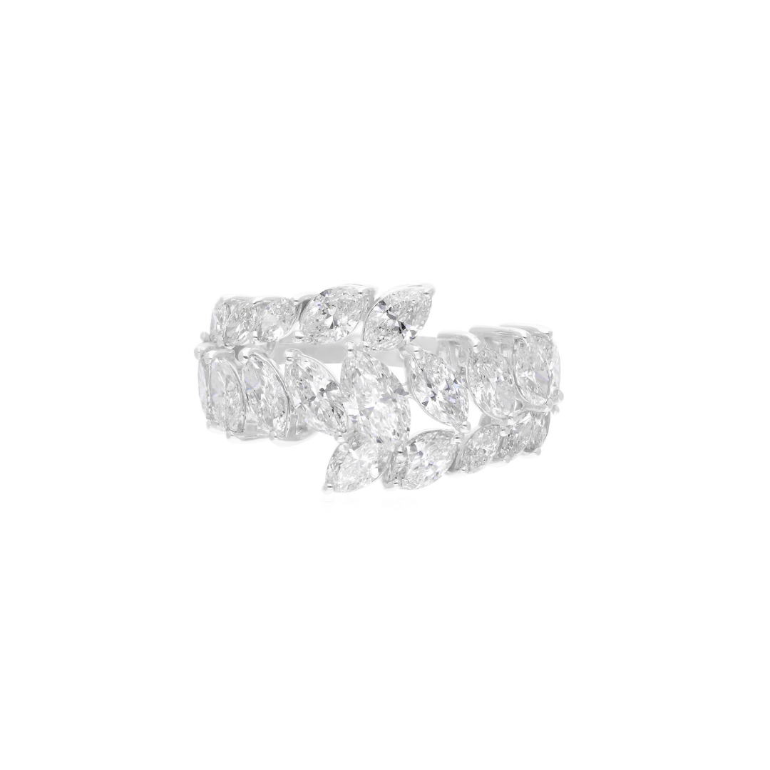 3.21 Ct Real SI/HI Marquise Cut Diamond Bypass Vintage Band Ring