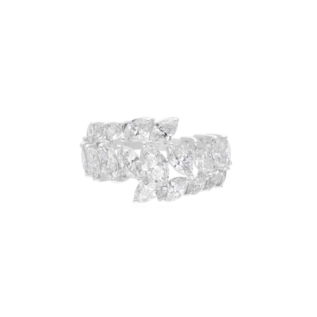 3.21 Ct Real SI/HI Marquise Cut Diamond Bypass Vintage Band Ring