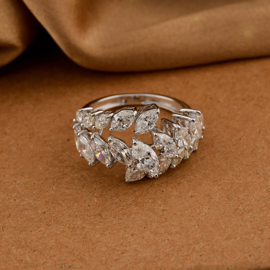 3.21 Ct Real SI/HI Marquise Cut Diamond Bypass Vintage Band Ring