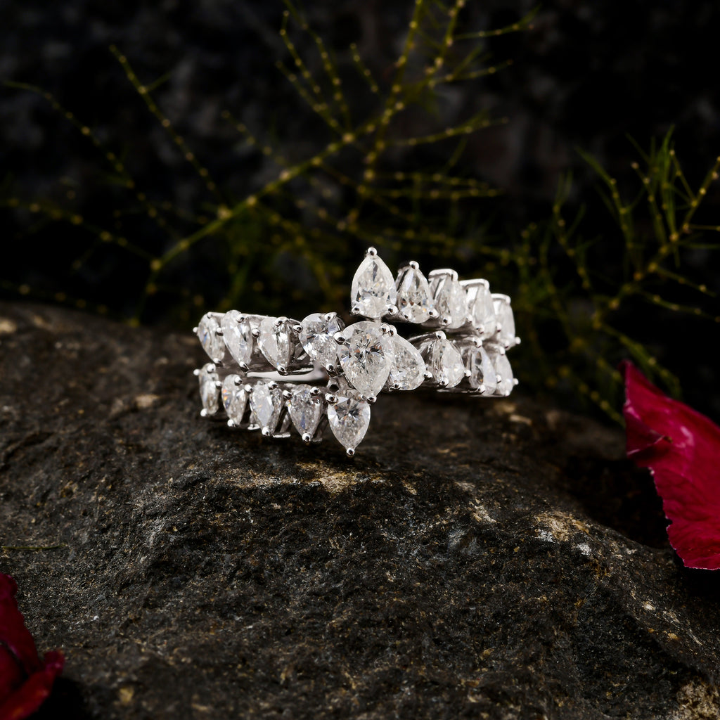 1.78 Ct Natural SI/HI Pear Cut Diamond Stackable Band Ring Birthday Special