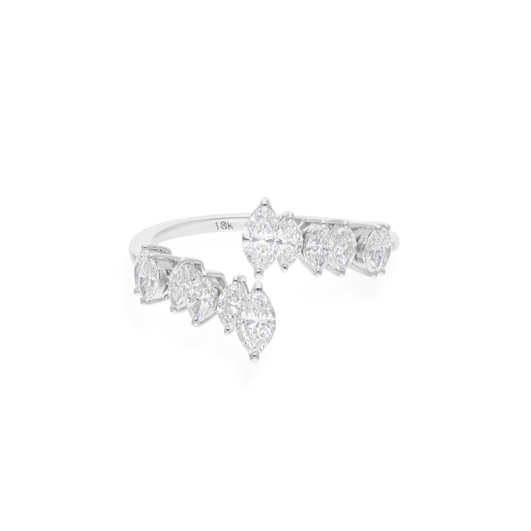 Bypass Marquise Cut Natural Diamond Fine Gold Ring