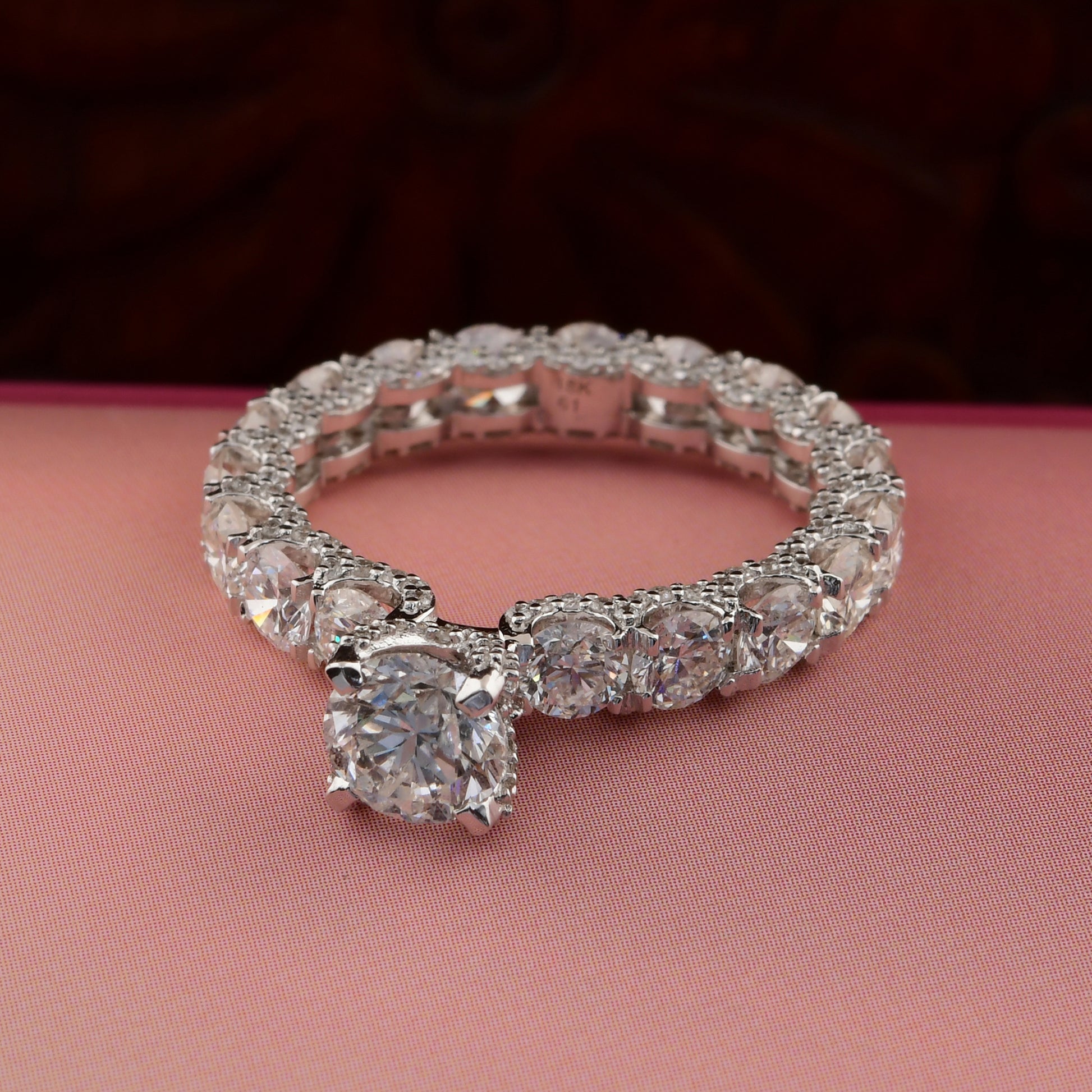 Solitaire 4.81Ct Brilliant Round Cut Diamond Engagement Gold Band Ring