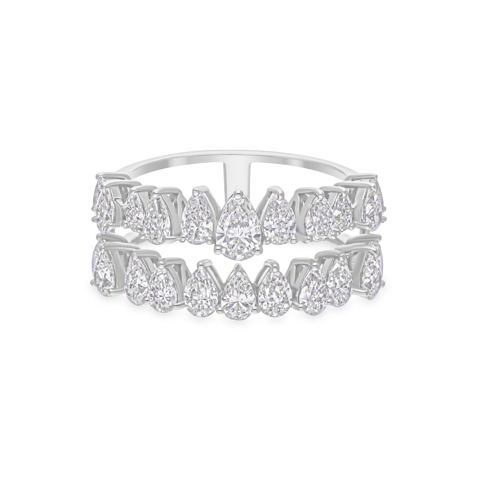2.31 Ct. Pear Cut Gold Diamond Engagement Double Band Wedding Ring