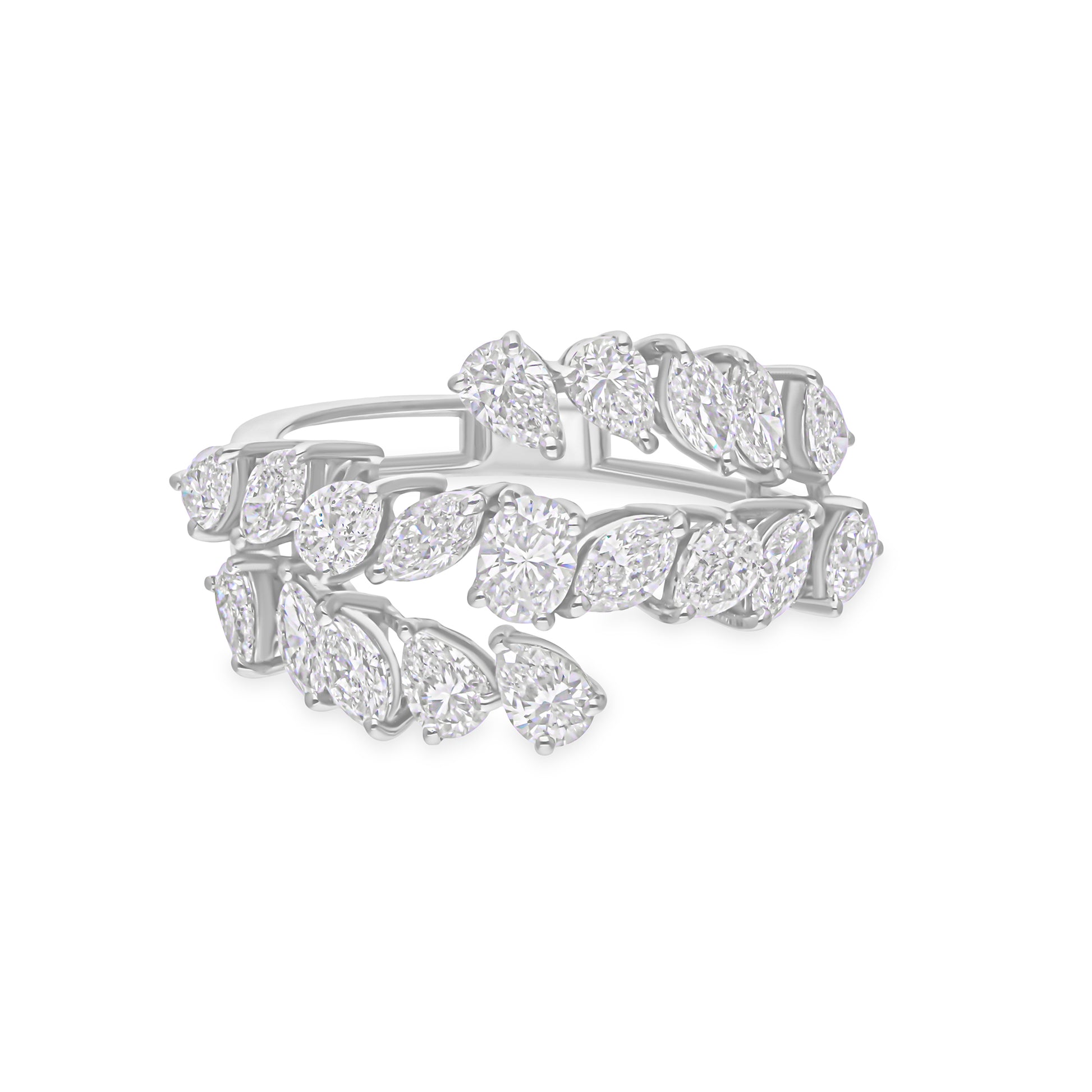 2.15 Ct. Multi Shape Sparkle Diamond Open Band Wedding Gold Ring