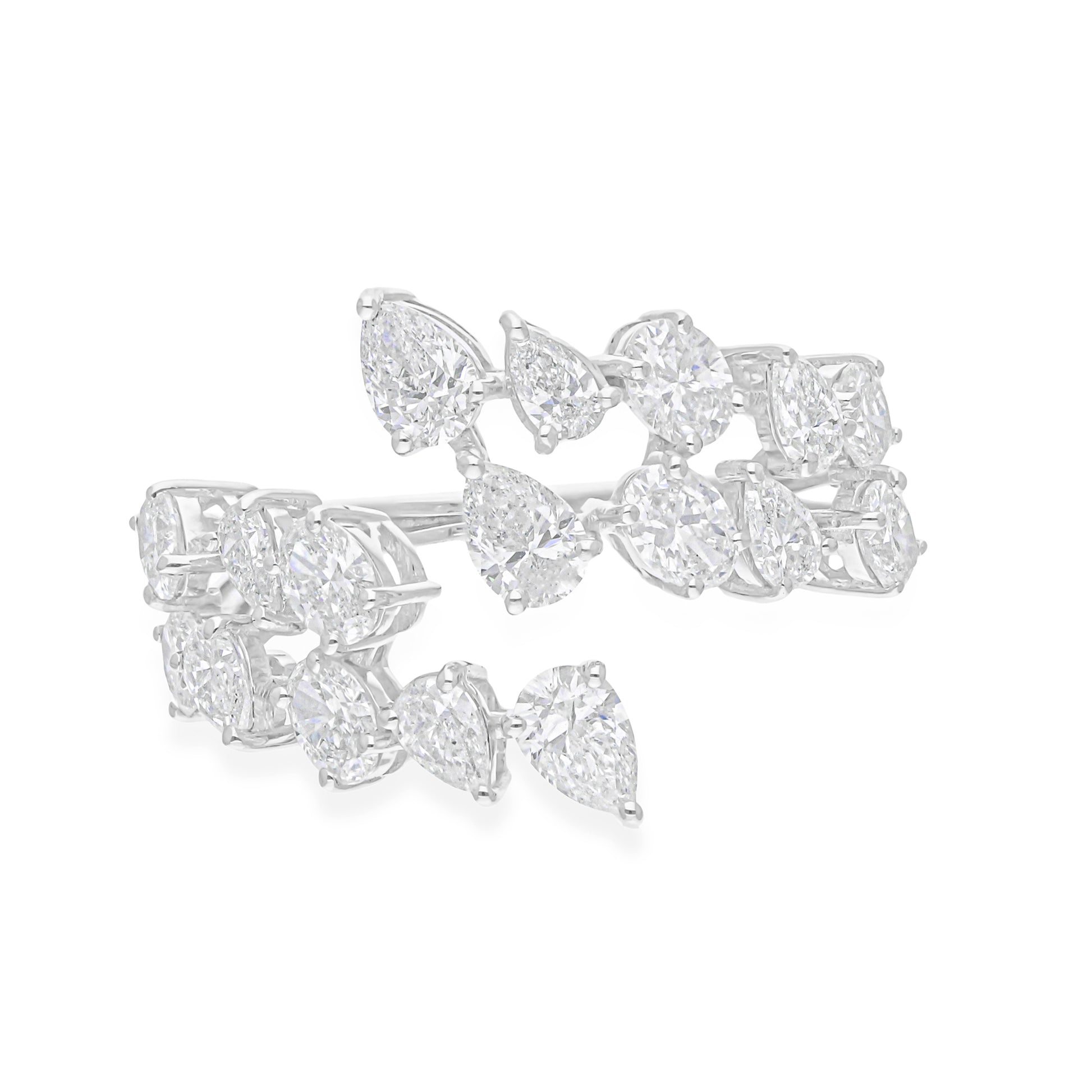 Pear and Brilliant Cut 2.07Ct.Diamonds Wedding Wraparound Gold Ring