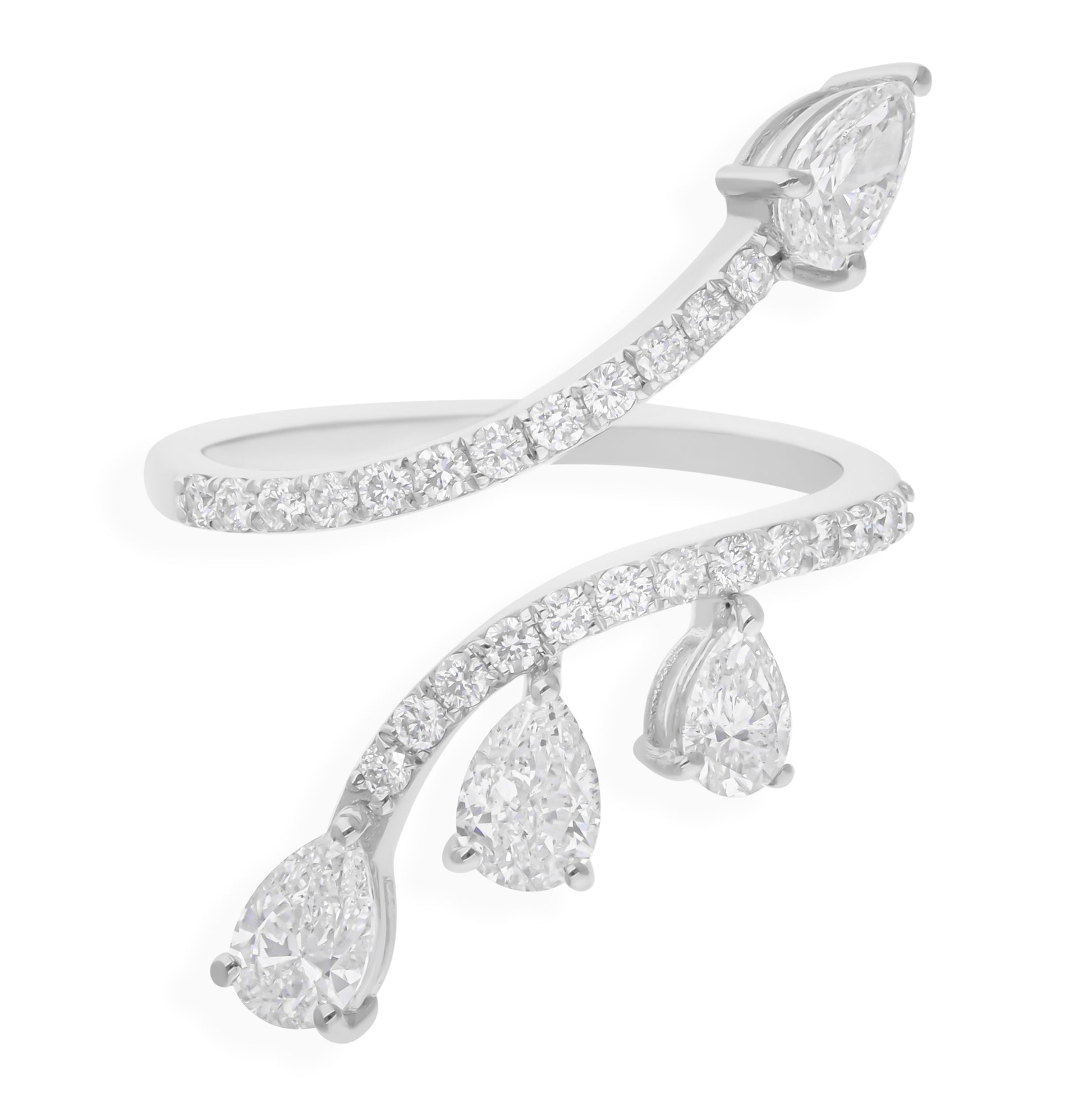 1.55 Ct. Pear Cut Diamond Stackable Unique Open Band Wedding Anniversary Ring