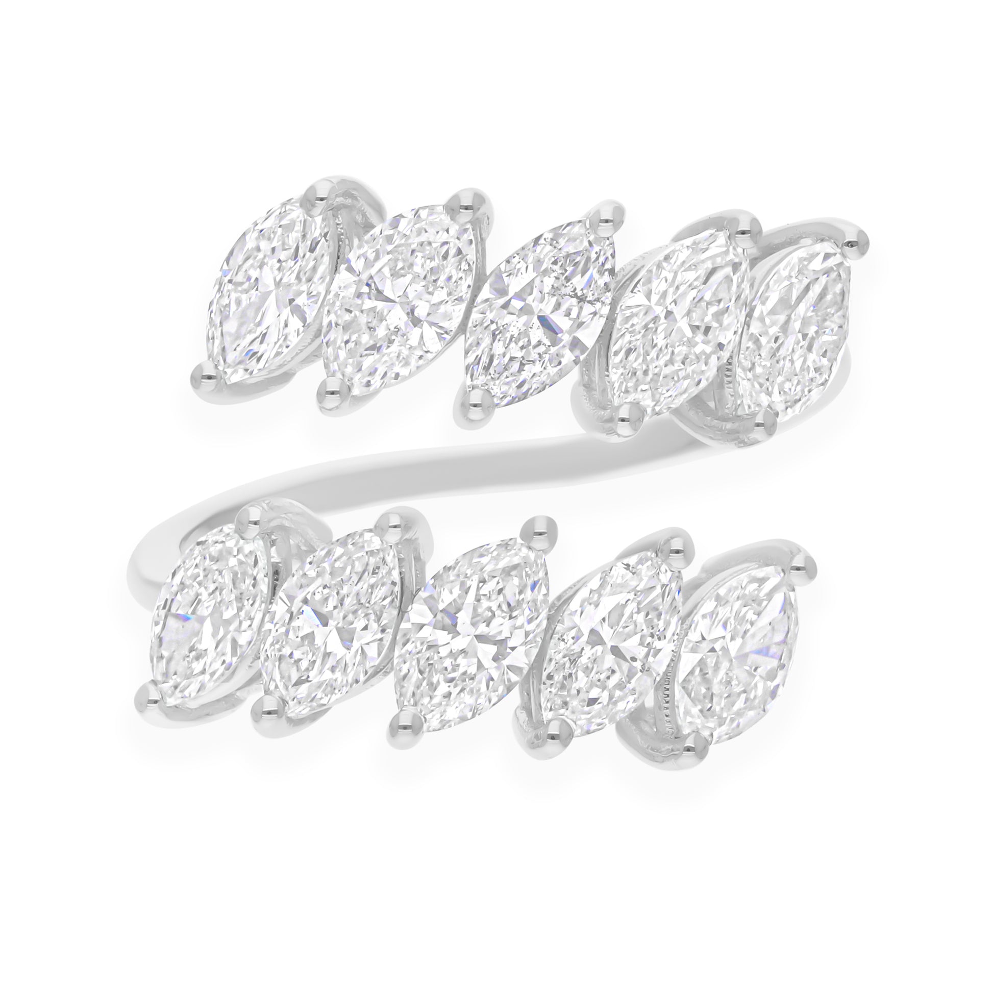 Minimalist Marquise Cut 3.10Ct. Diamond Crossover Promise Ring For Women