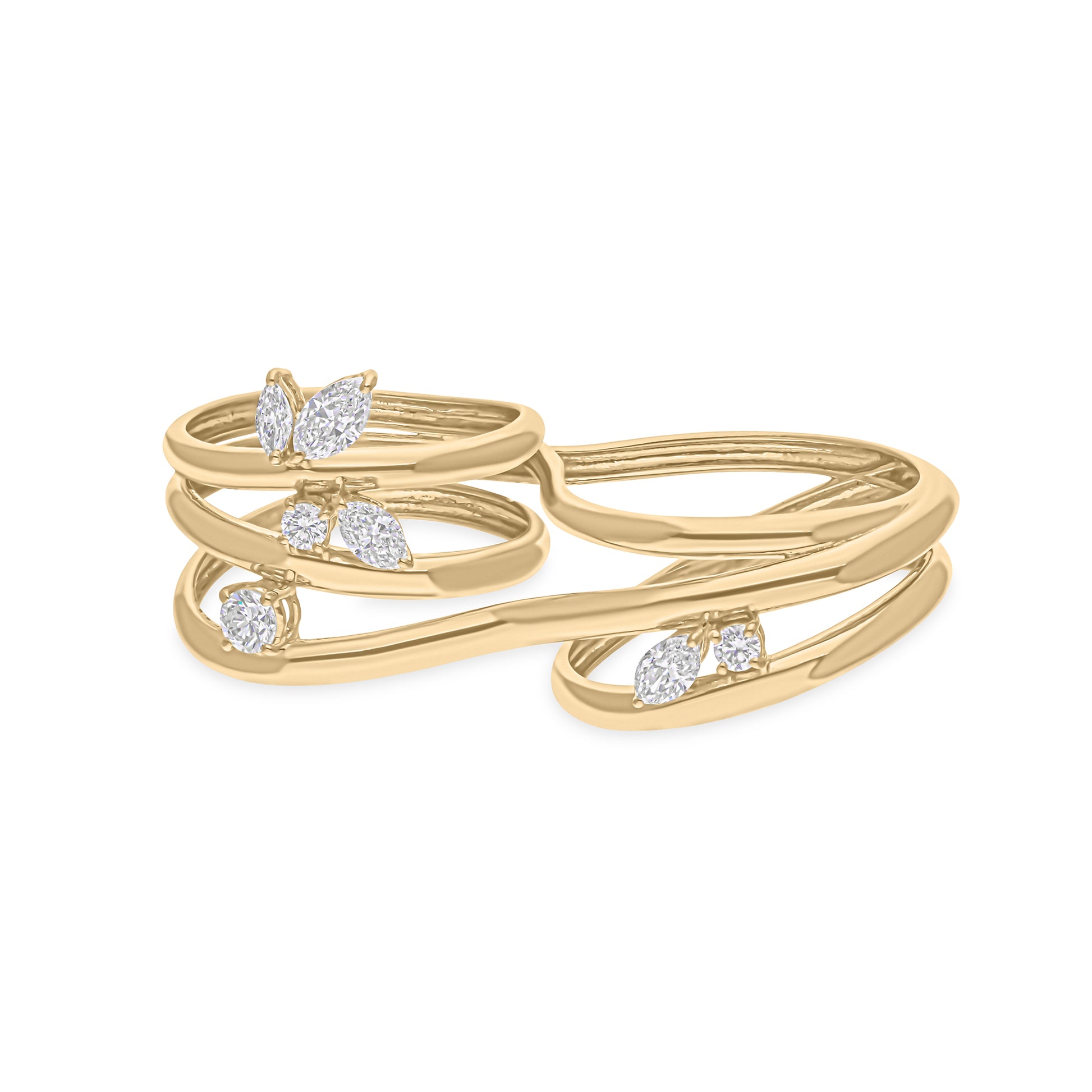 0.76Ct. Natural Diamond Coil Solid Gold Statement Spiral Ring For Women