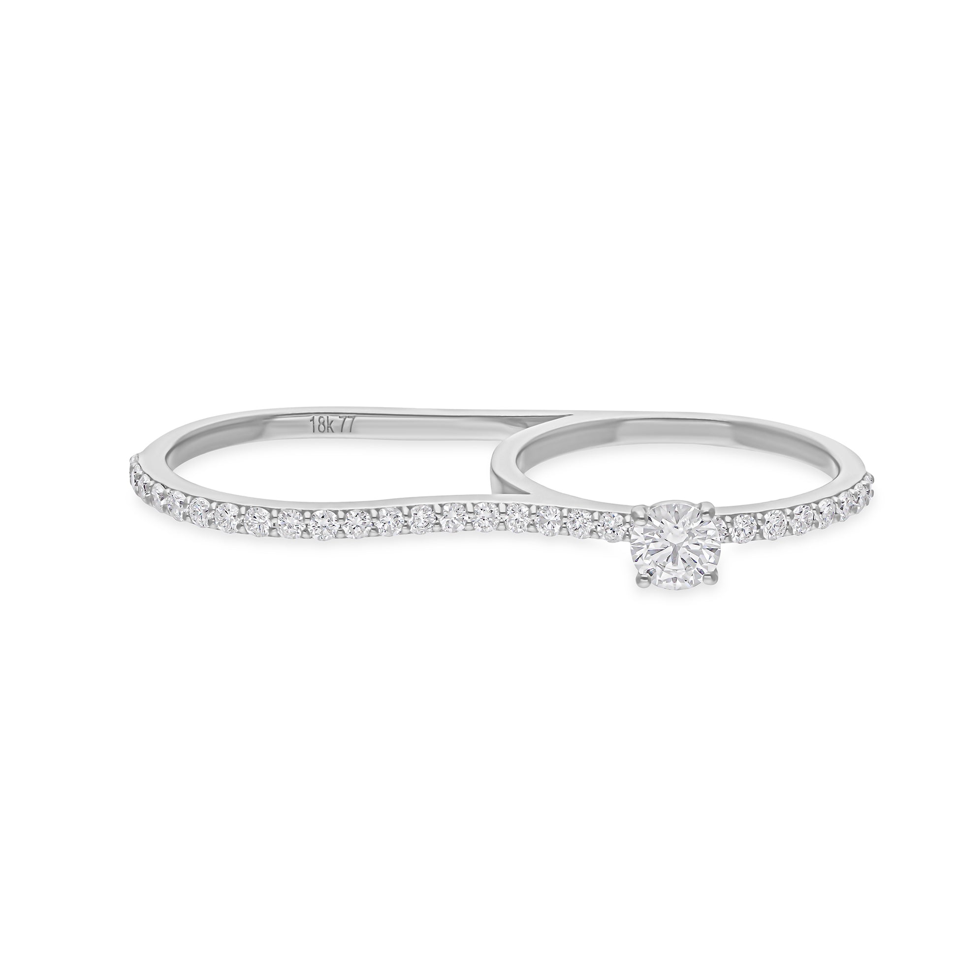 Minimalist Solid Gold Double Finger Natural 0.91Ct. Diamond Ring