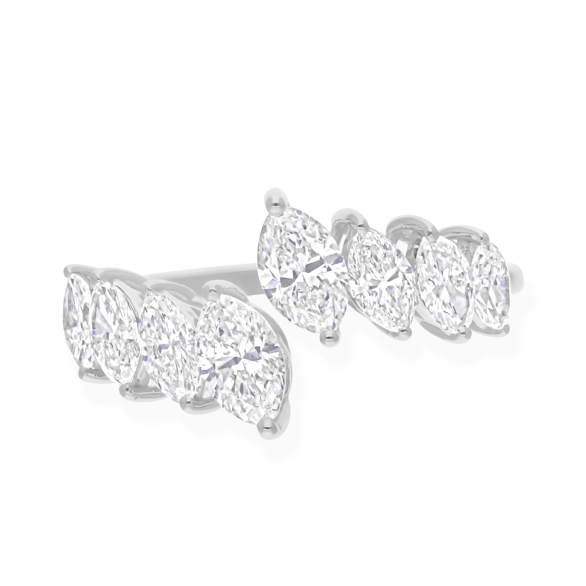 1.78Ct. Unique Marquise Cut Diamond Statement Open Gold Cuff Ring