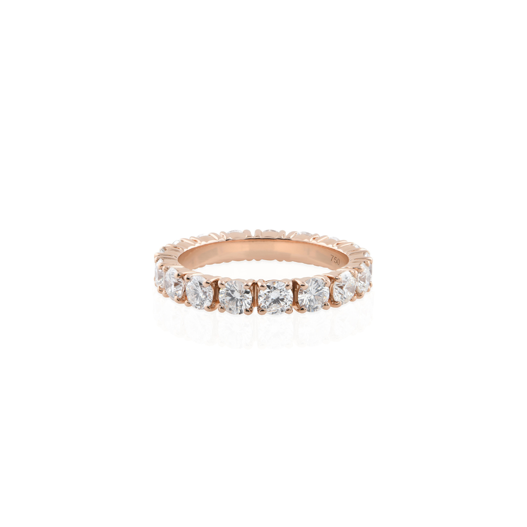 Round Cut 2.50Ct Diamond Solid Gold Eternity Stackable Anniversary Band Ring