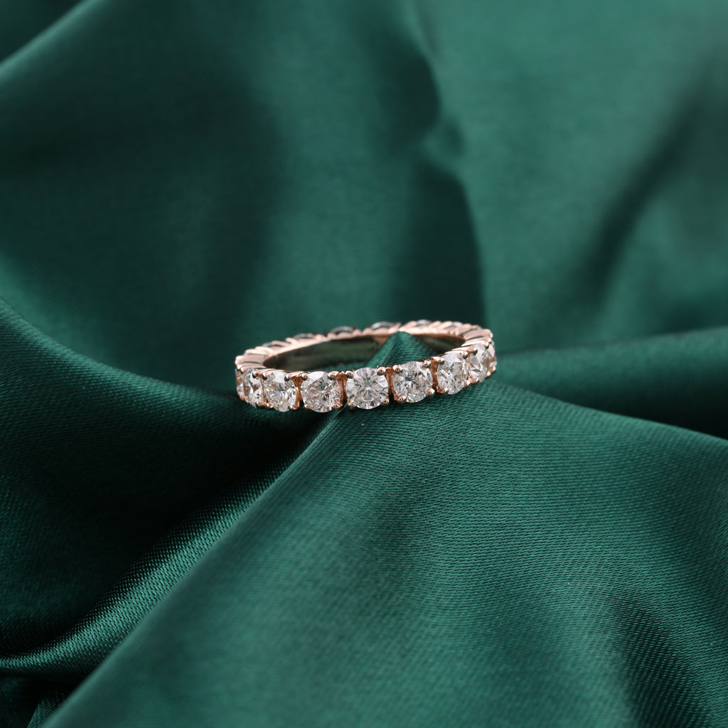 Round Cut 2.50Ct Diamond Solid Gold Eternity Stackable Anniversary Band Ring