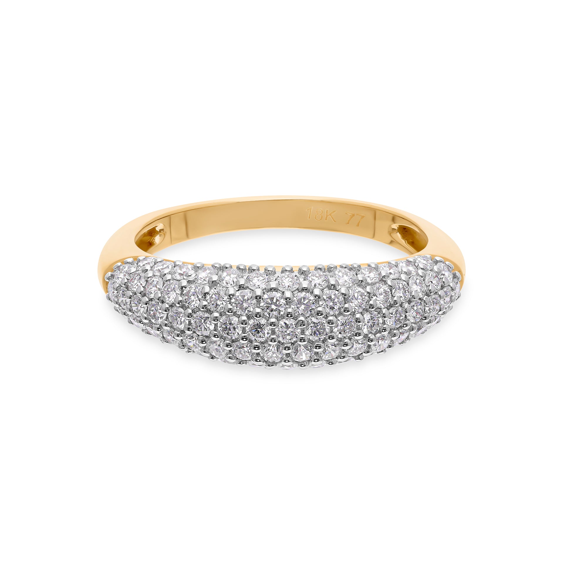 Pave Set Round Cut Diamond Wedding Gold Band Ring For Anniversary