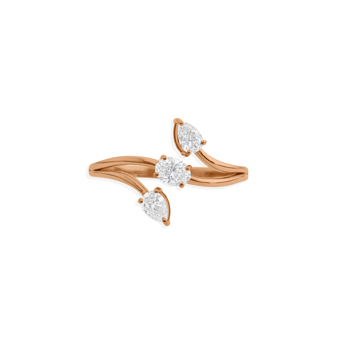 Timeless Three Stone Fine Gold Natural Diamond Ring