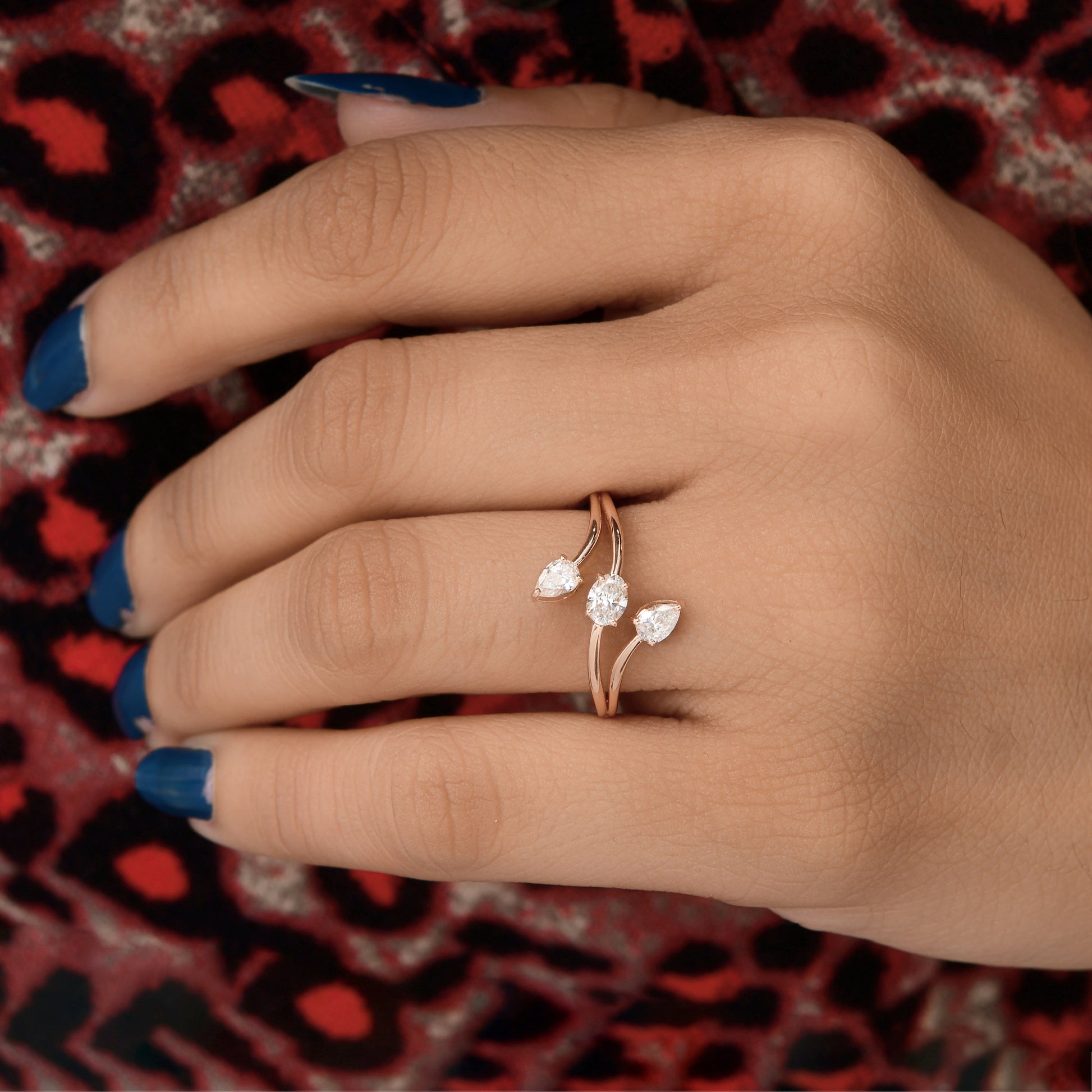 Timeless Three Stone Fine Gold Natural Diamond Ring