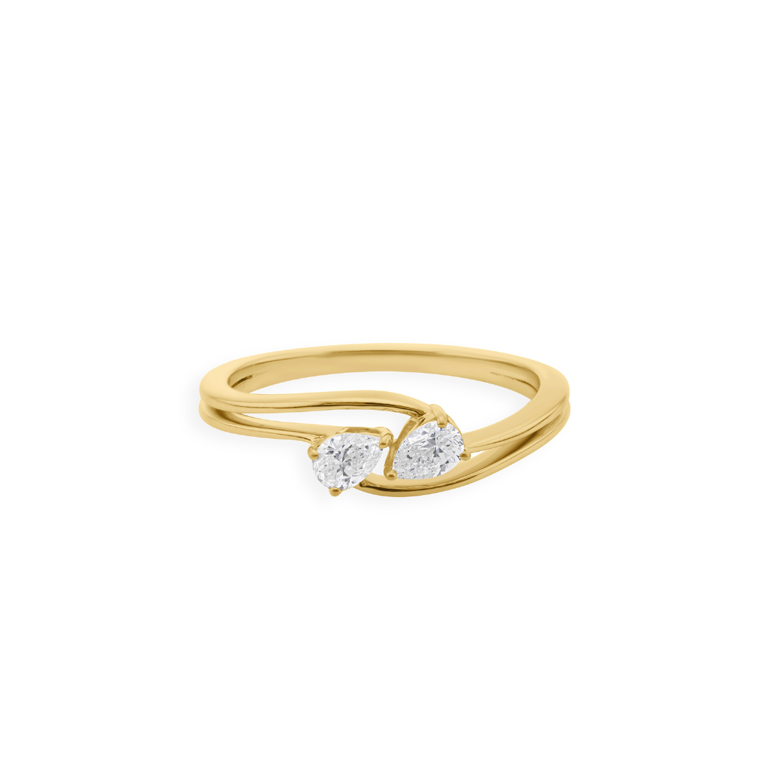 0.32Ct Pear Cut Two Stone Natural Diamond Engagement Promise Ring