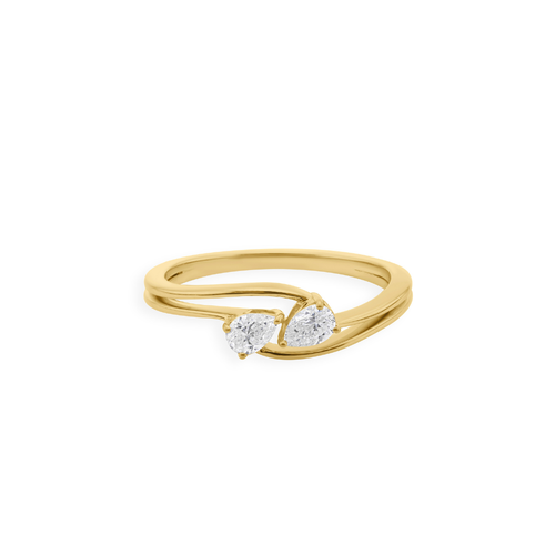 0.32Ct Pear Cut Two Stone Natural Diamond Engagement Promise Ring