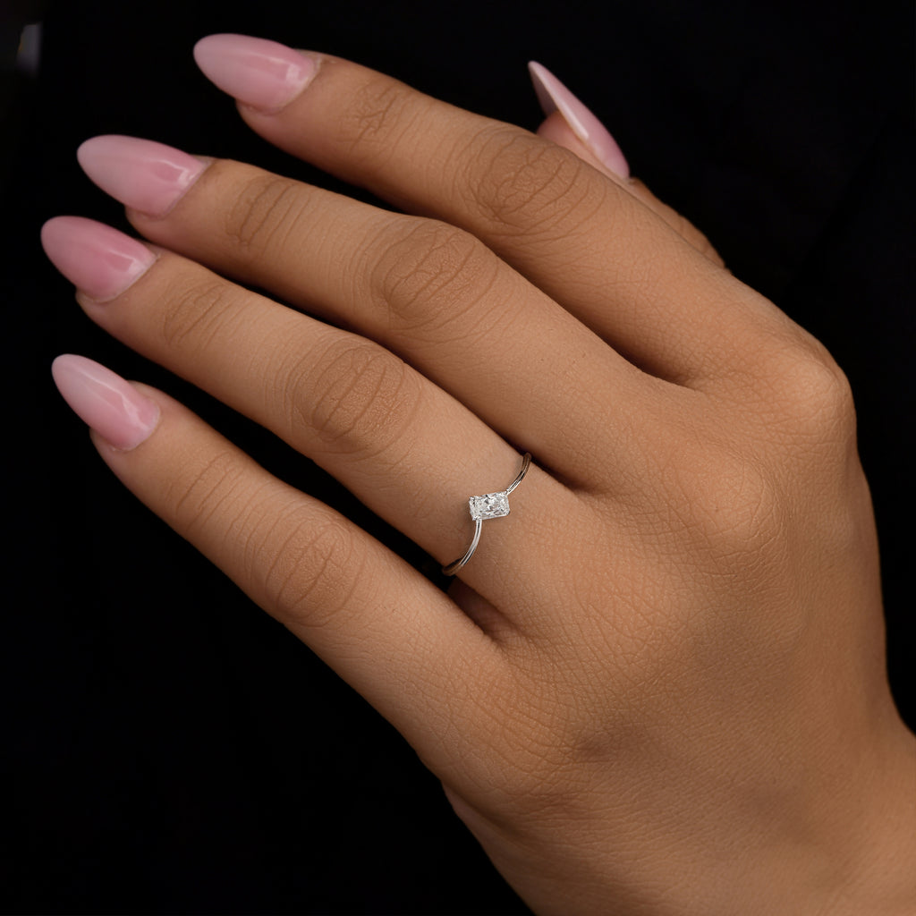 Minimalist Solitaire Diamond Engagement Fine Gold Ring