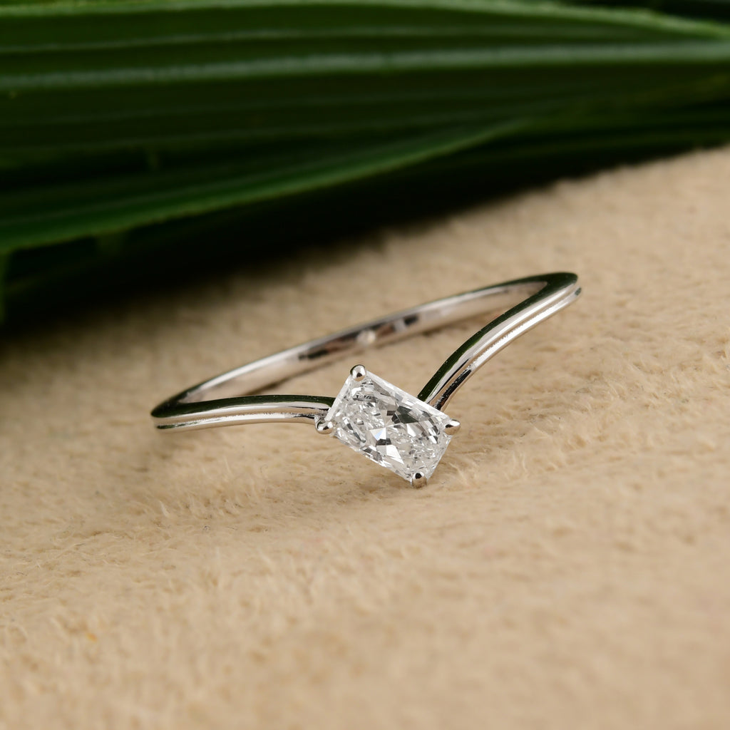 Minimalist Solitaire Diamond Engagement Fine Gold Ring