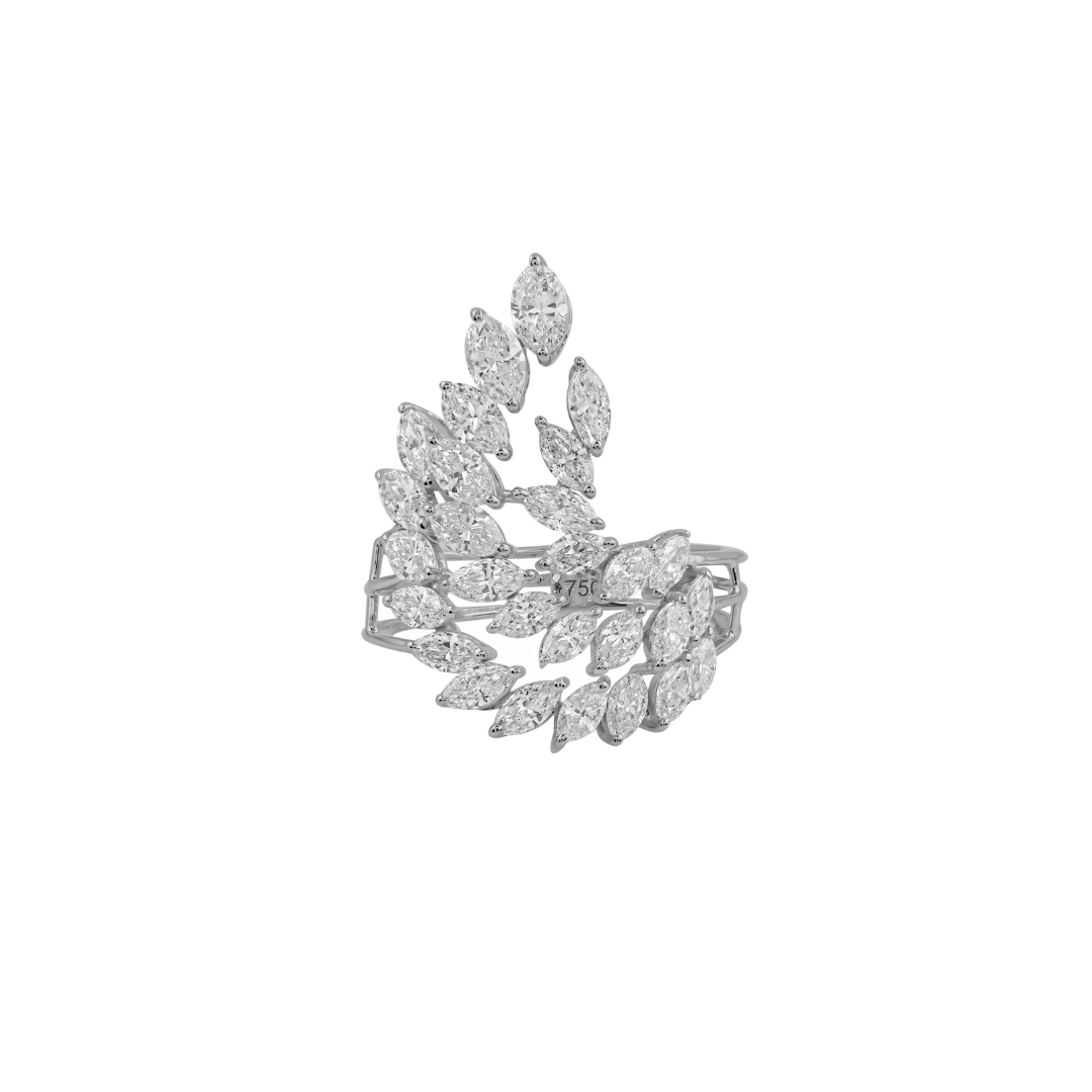 SI Clarity HI Color 2.61 Carat Marquise Diamond Triple Row Wedding Band Ring