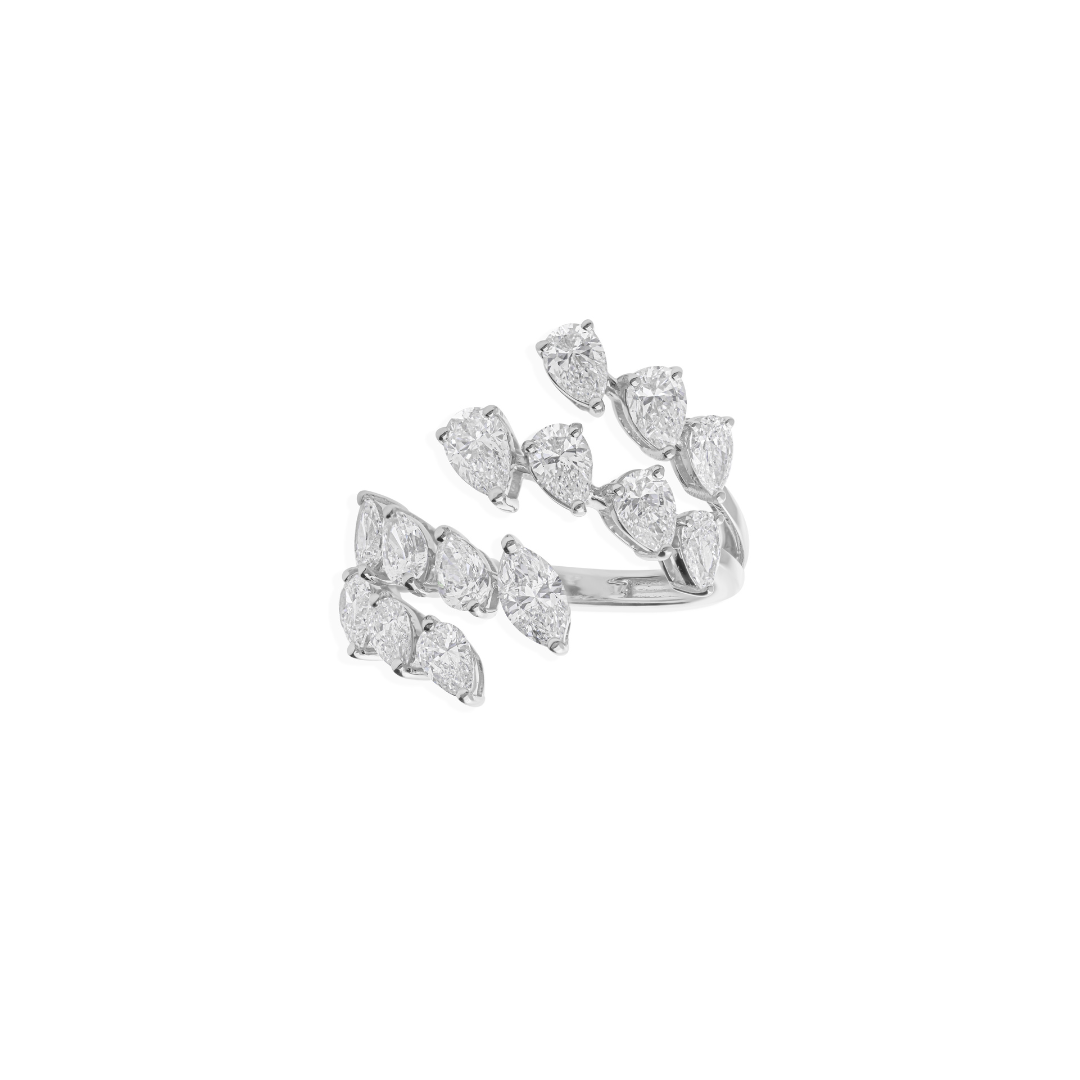 2.24 Carat Pear Shape Natural Diamond Bypass Statement Ring