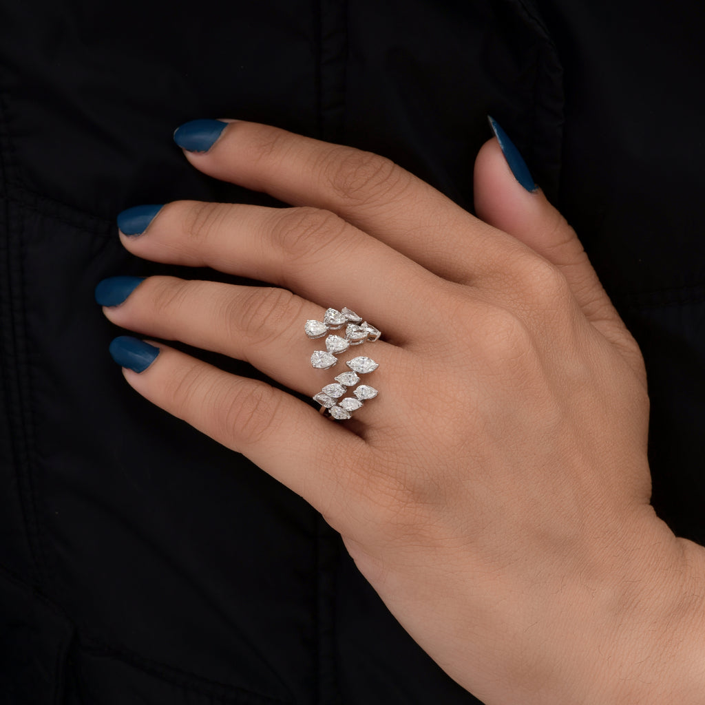 2.24 Carat Pear Shape Natural Diamond Bypass Statement Ring