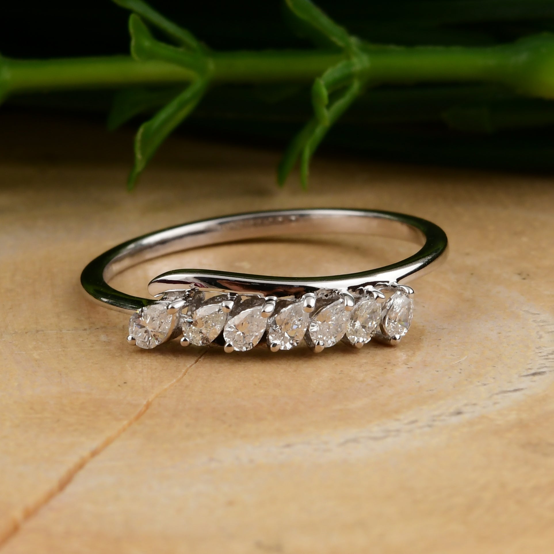 Minimalist Pear Cut Diamond Stackable Ring In Fine Gold For Girlfriend