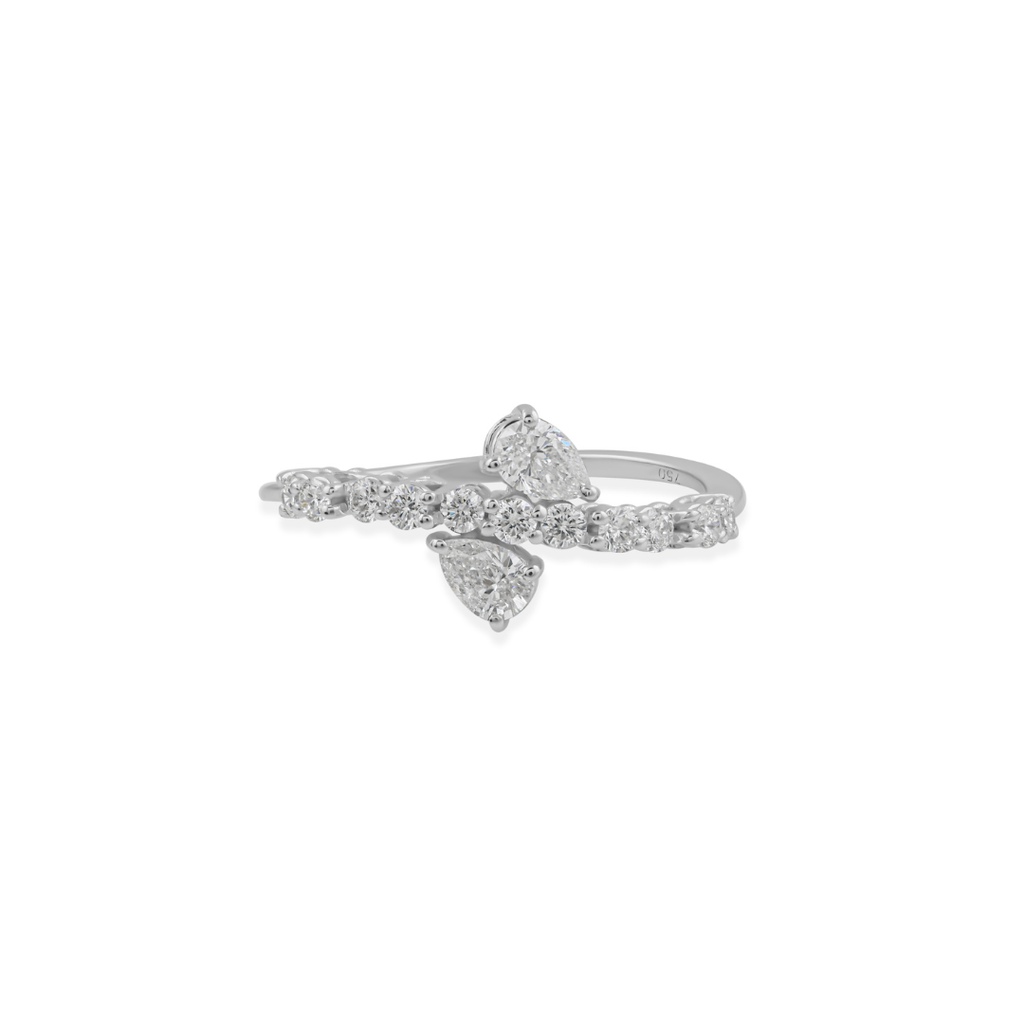 Minimalist Pear and Round Cut Diamond Ring Perfect for Engagement