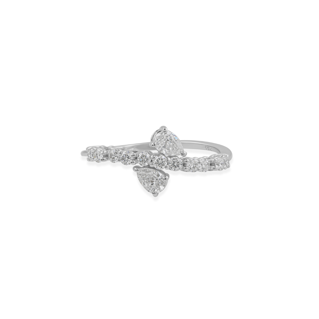 Minimalist Pear and Round Cut Diamond Ring Perfect for Engagement