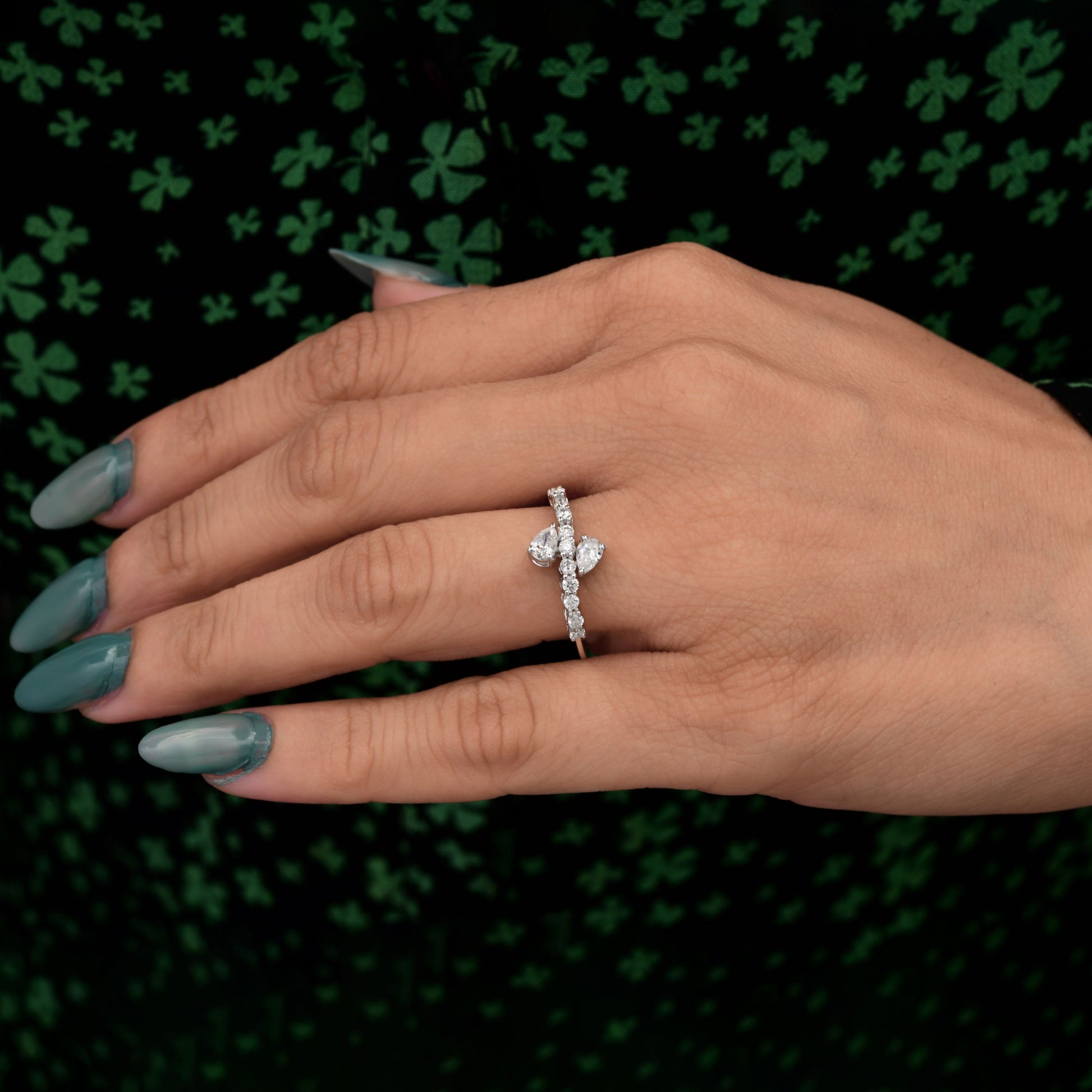 Minimalist Pear and Round Cut Diamond Ring Perfect for Engagement