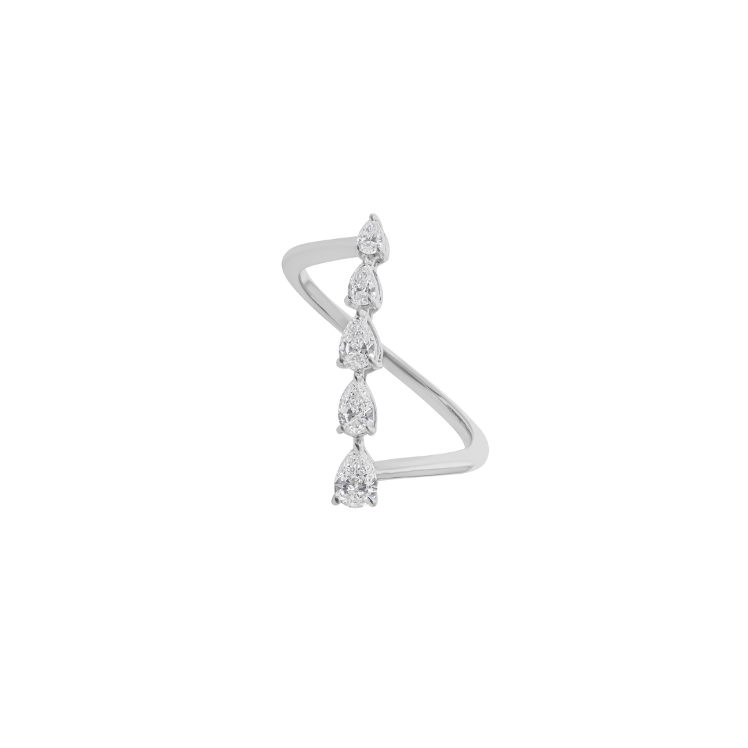 0.43Ct Pear Cut SI Clarity HI Color Diamond Proposal Band Gold Ring for Wife