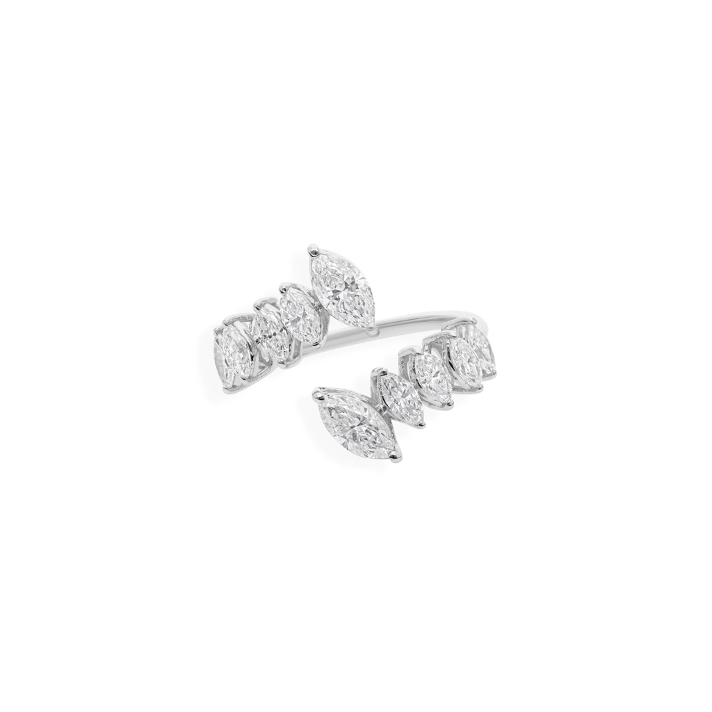 1.30Ct Pear Cut SI/HI Natural Diamond Open Bypass Gold Band Ring