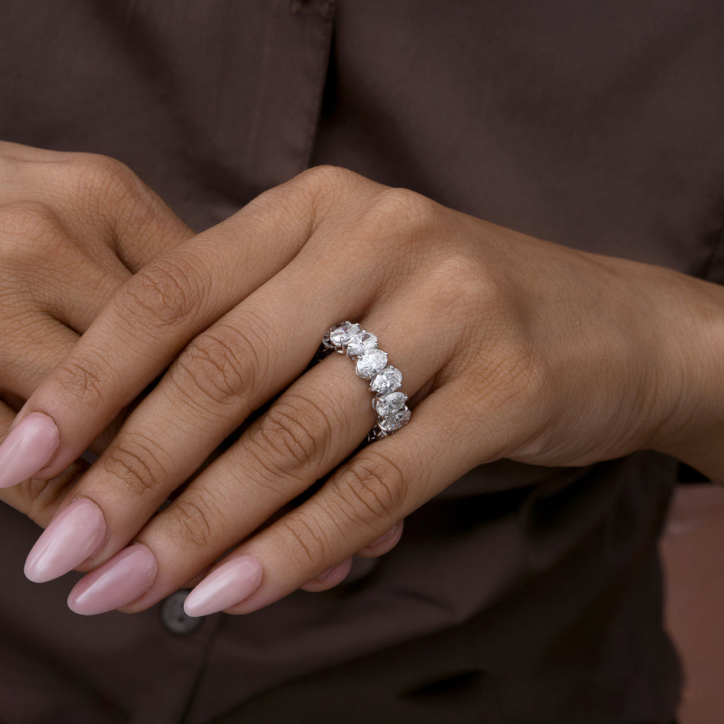 Classic Full Eternity 8.19 Carat Natural Diamond Fine Cold Band Ring