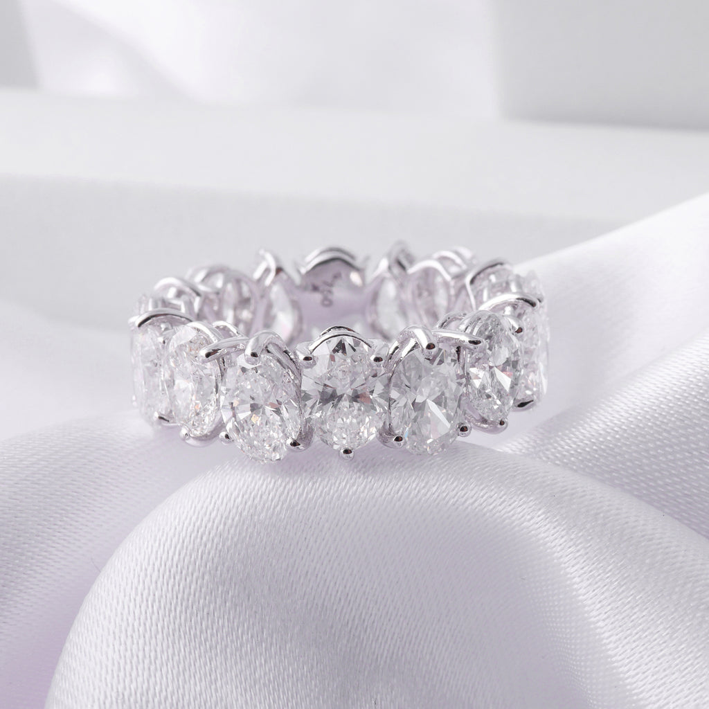 Classic Full Eternity 8.19 Carat Natural Diamond Fine Cold Band Ring