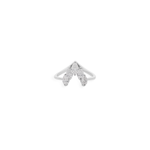 0.97ct Pear Diamond Chevron Ring 14K Gold Stackable