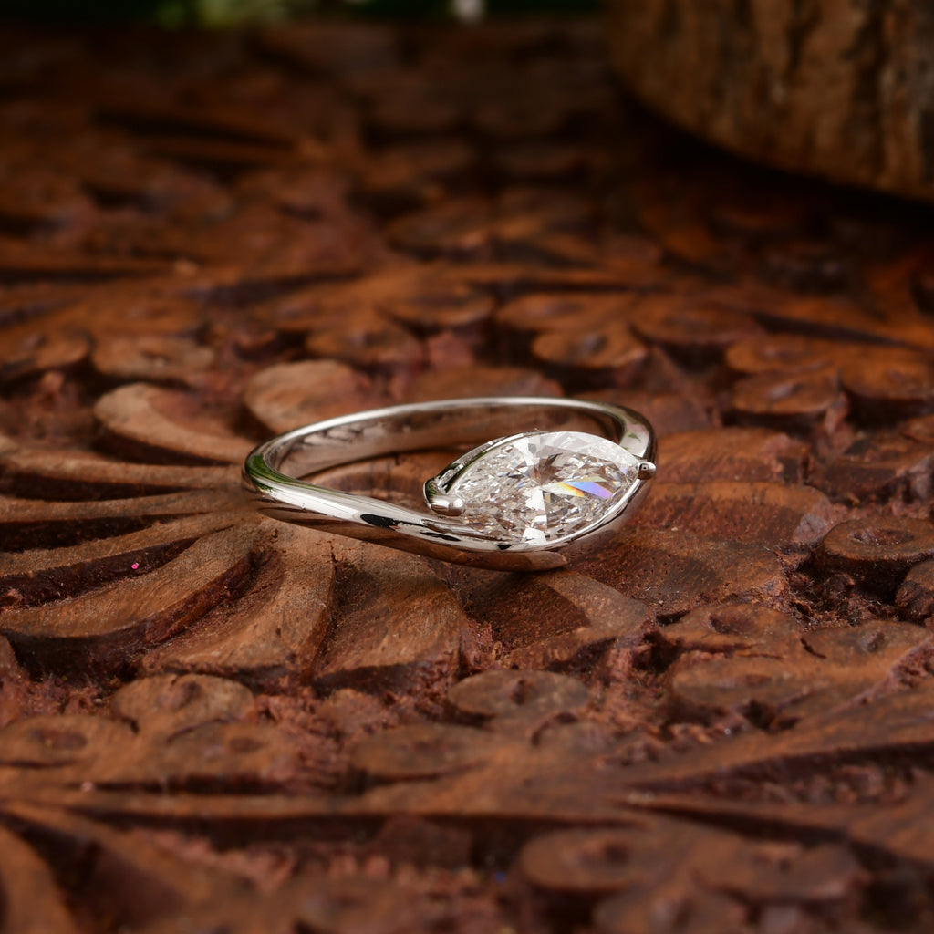 0.90Ct Pear Cut SI/HI Natural Diamond Solitaire Fine Gold Ring