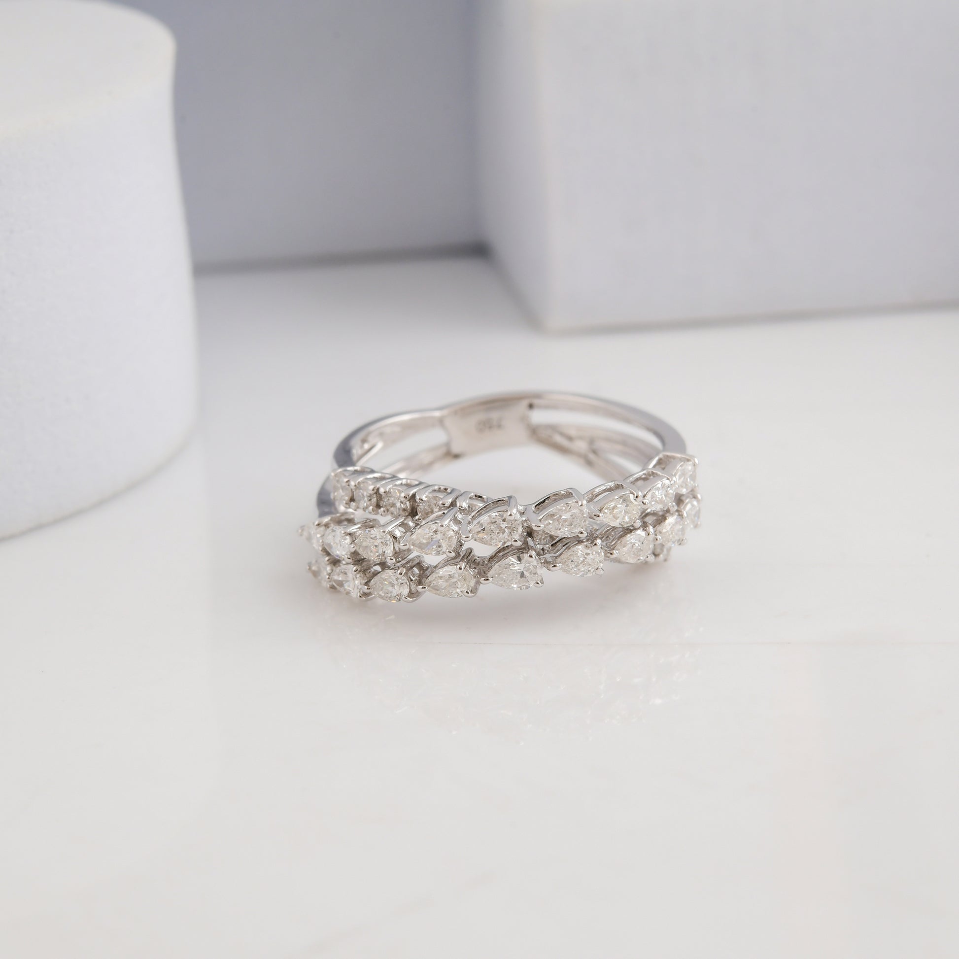 Double Row Natural Diamond Fine Gold Eternity Band Ring