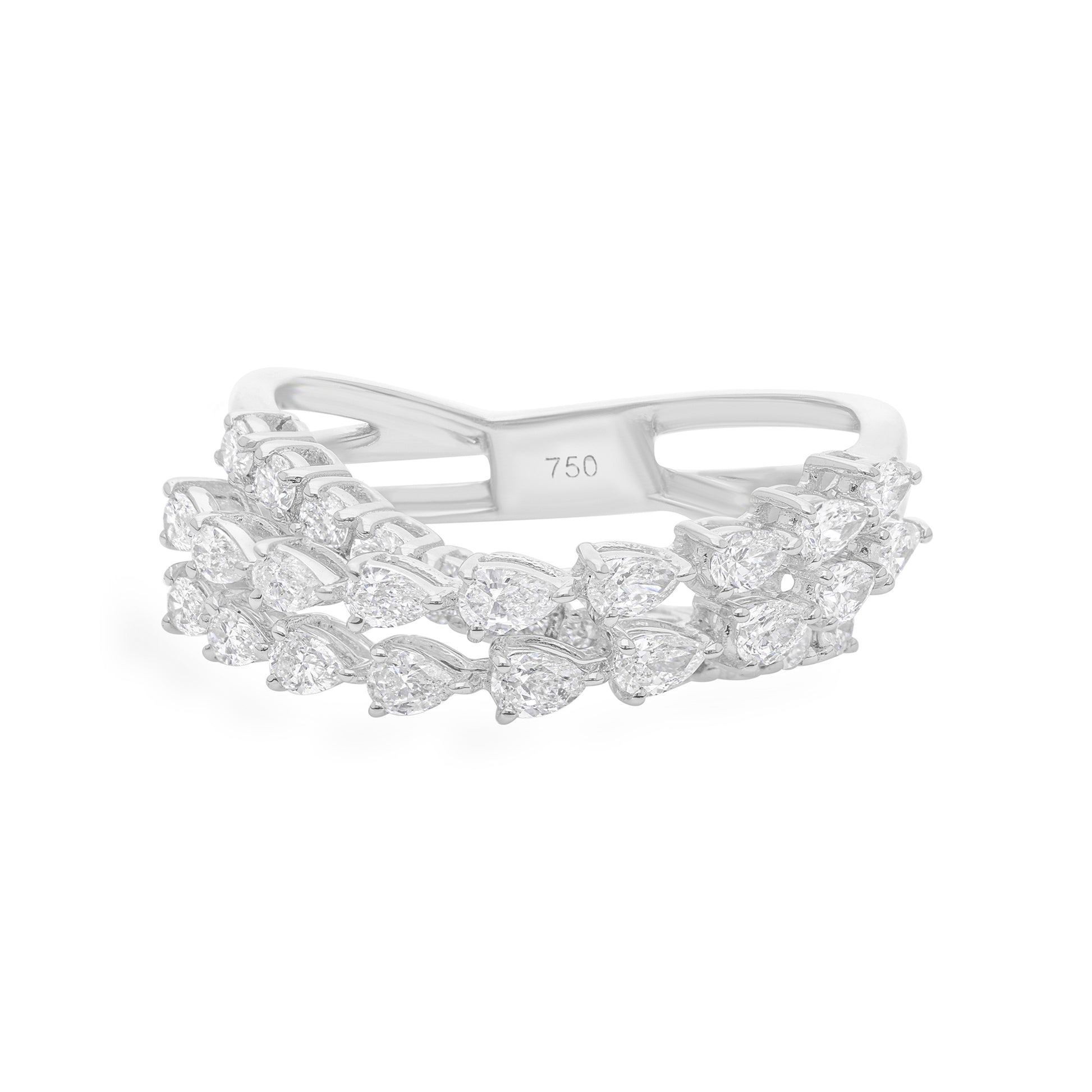 Double Row Natural Diamond Fine Gold Eternity Band Ring
