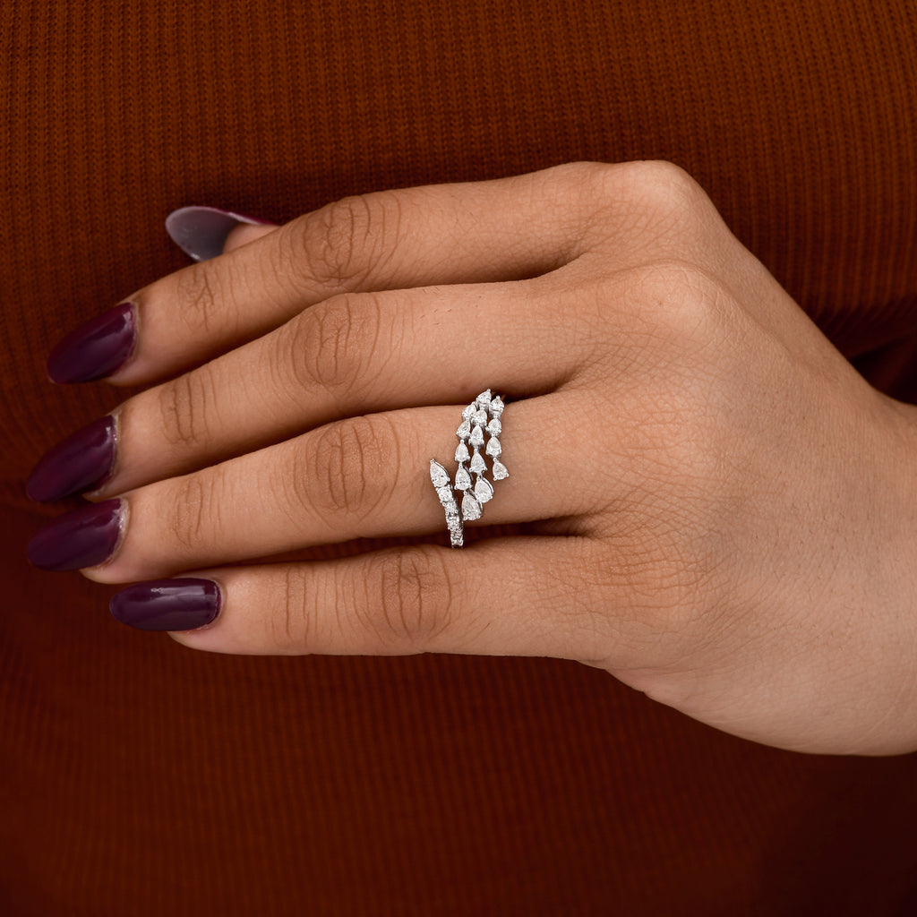 Certified Multi Layered Natural Diamond Fine Gold Ring