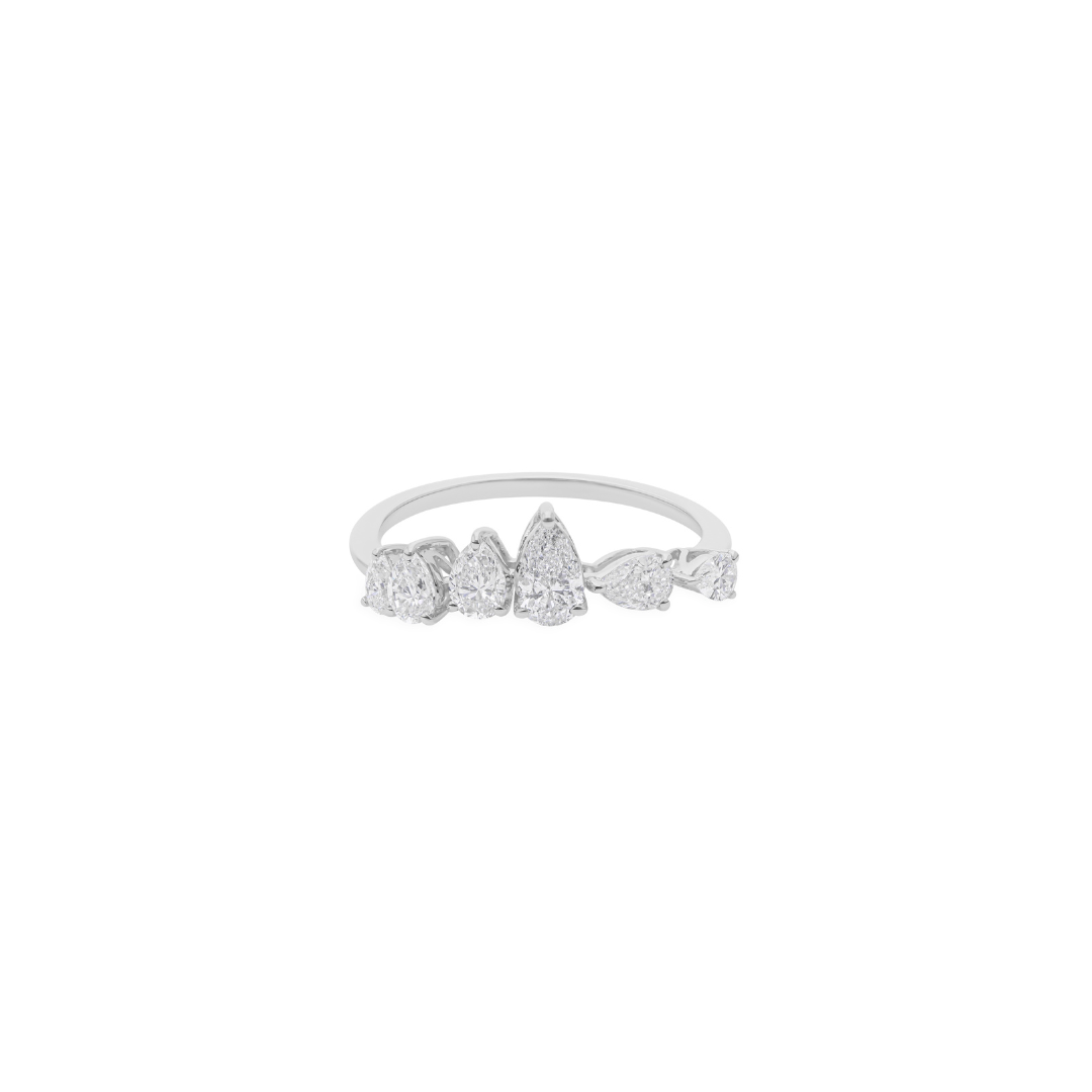 Everyday Five Stone Pear Cut Natural Diamond Gold Proposal Ring