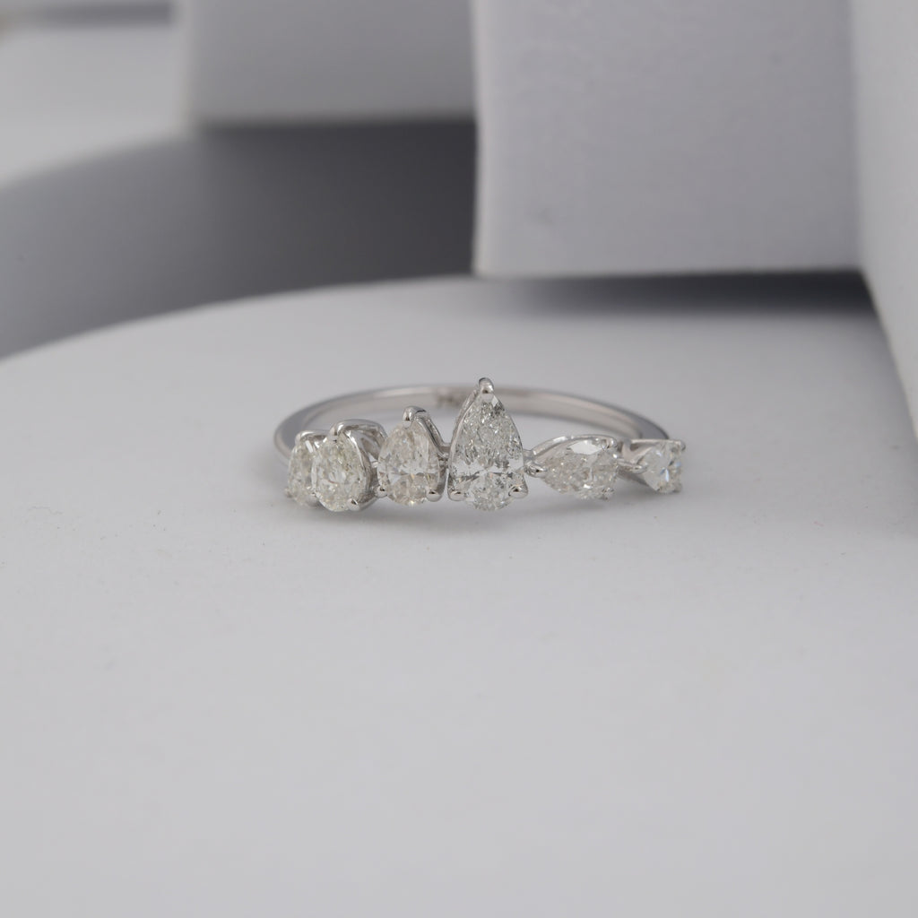 Everyday Five Stone Pear Cut Natural Diamond Gold Proposal Ring