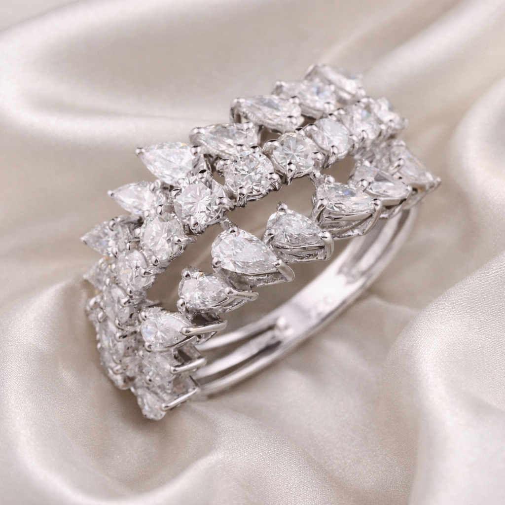 Timeless Multi Row Diamond Band Ring in Fine Gold