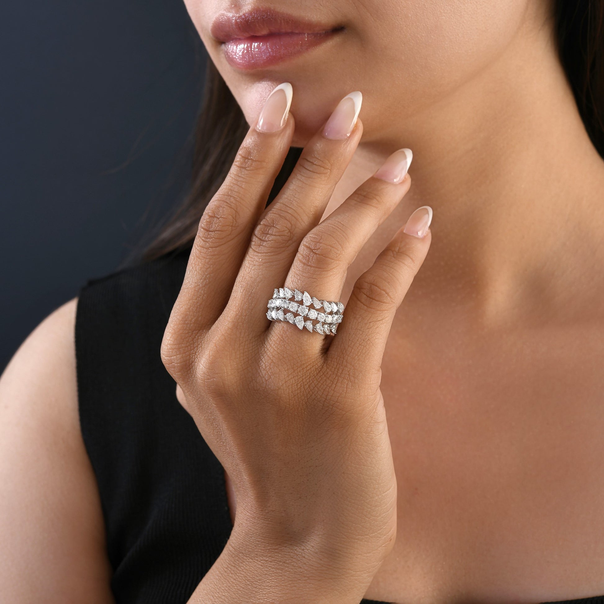 Timeless Multi Row Diamond Band Ring in Fine Gold