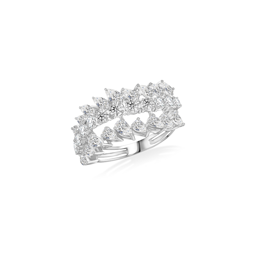 Timeless Multi Row Diamond Band Ring in Fine Gold