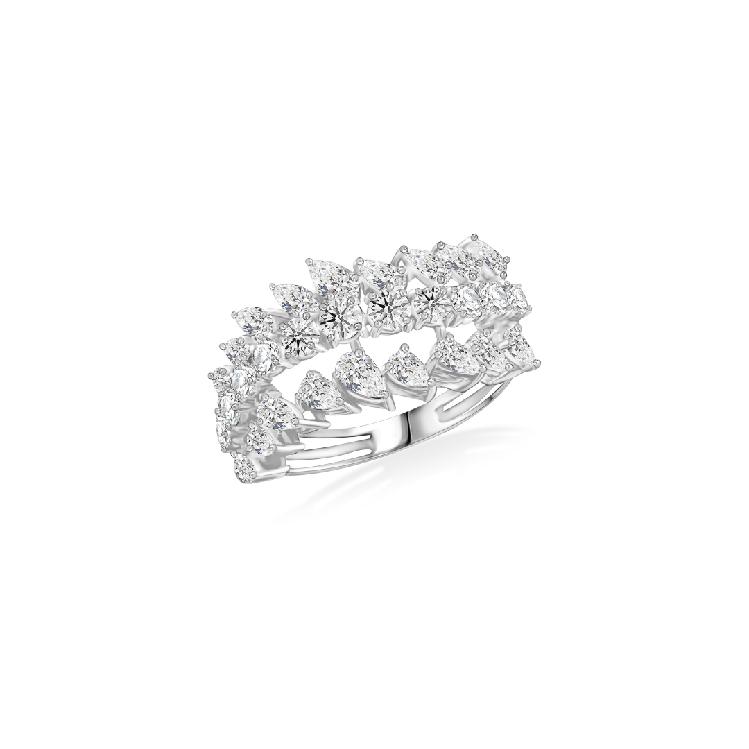 Timeless Multi Row Diamond Band Ring in Fine Gold