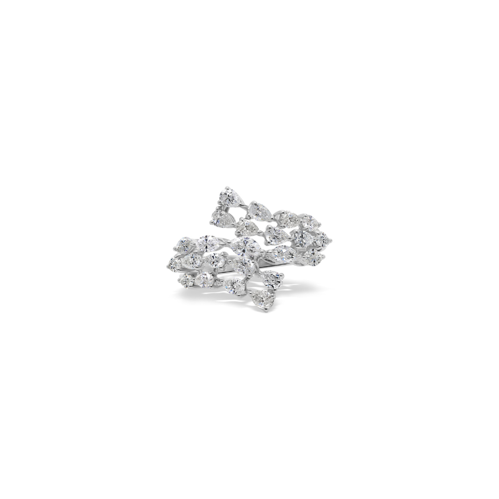 Leaf Pattern Natural Diamond Handmade Wrap Ring