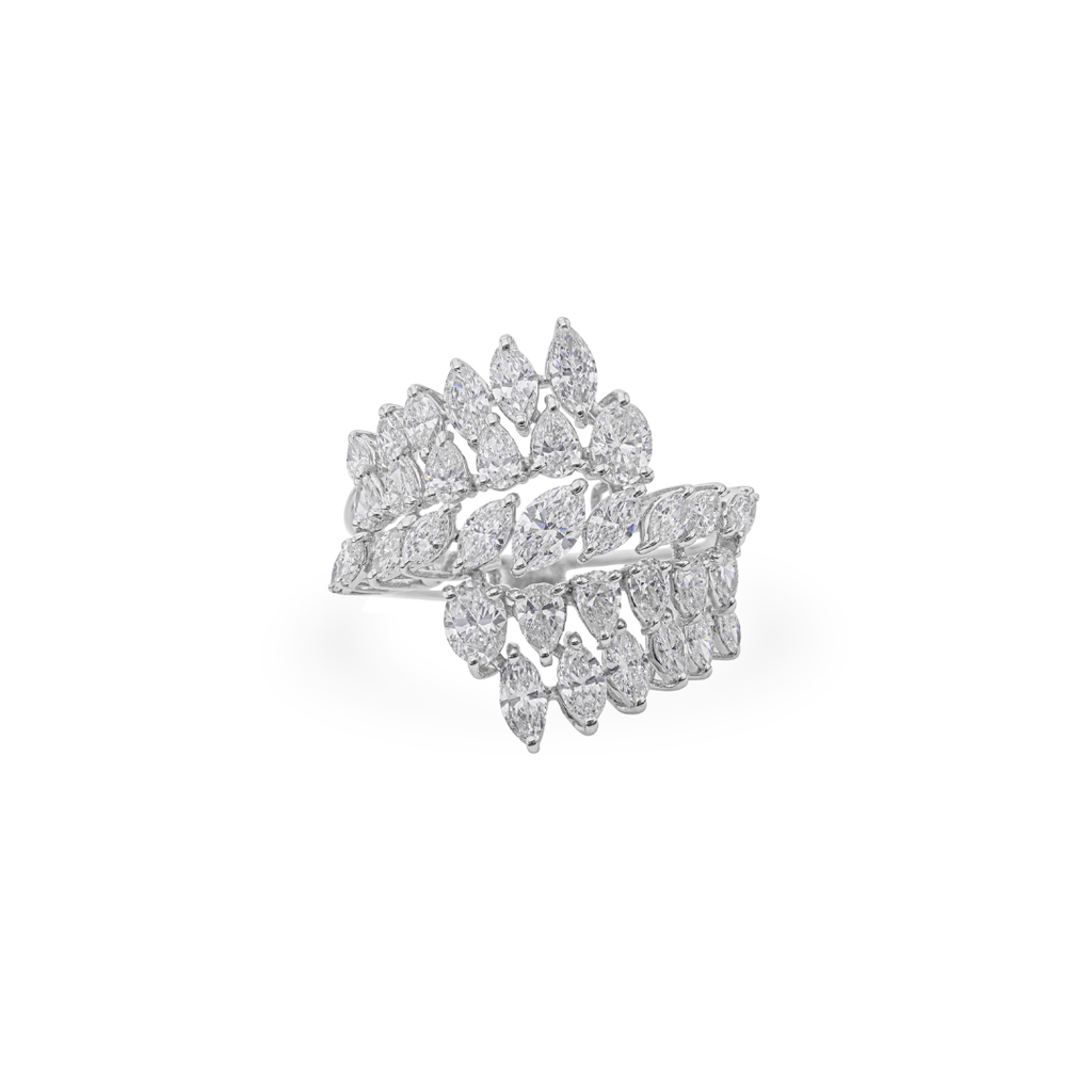 Natural Diamond Leaf Wrap Cocktail Ring in Fine Gold